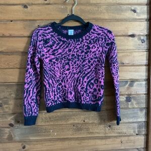 Vibrant Pink and Black Patterned Kids Sweater